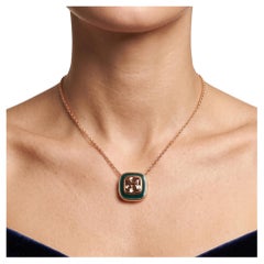 18K Yellow Gold Pendant Necklace with 3.02 Carat Cushion Diamonds FDBY GIA