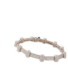 Charriol 18K White Gold Link Bracelet 1.25ct Round Diamonds & 0.15ct Sapphire