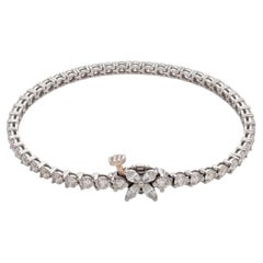 Tiffany & Co Platinum Tennis Bracelet with 3.26ct Round & Marquis F VS Diamonds
