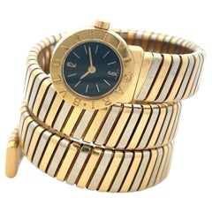 Bvlgari 18K Two Tone Gold/Steel Watch Style Bracelet 128.23 Grams Size 19