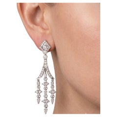 Kwiat 18K White Gold Chandelier Earrings 3ct Round & Marquis H SI Diamonds