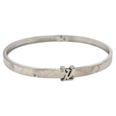 LV 18 Karat White Gold Designer Bangle Bracelet 22 Grams 7 Inch