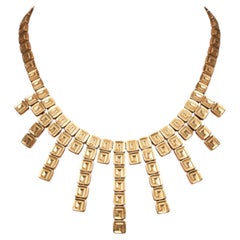 Chinemento 18K Two Tone Fringe Necklace with 0.03ct Round I SI Diamonds 43.18g