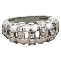 Tiffany & Co 18K W-Gold Band Ring with 0.4 Carat Round F VS Diamonds Size 5.5