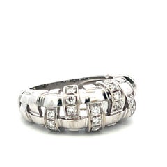 Tiffany & Co 18K W-Gold Band Ring with 0.4 Carat Round F VS Diamonds Size 5.5