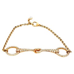 Hermes 18K Yellow Gold Link Bracelet with 0.96 Carat Round F VS Diamonds