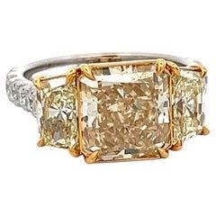 Platinum Engagement Ring with 4.97ct Radiant & Mixed Cut Diamonds W VS1 GIA