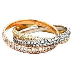 Cartier 18K Tri Color Gold Trinity Ring with 1.38 Carat Round F VS Diamonds