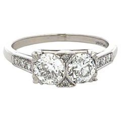 White Platinum Two-Stone Ring with 1.33ct Circular Diamonds Size 8 G/H SI2 GIA