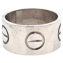 Cartier Vintage 18K White Gold Bold Love Ring 11MM Wide 13.72 Grams Size 9.75