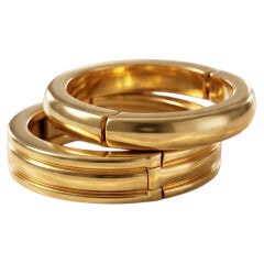 Andrew Clunn 18 Karat Yellow Gold Hinged Band Rings 17.7 Grams Size 8
