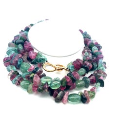 Angela Cummings 18K Yellow Gold Beaded Necklace with Tourmaline 28 Inch