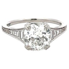 Platinum Engagement Ring with 2.2ct Old Miner & Mixed Cut Diamonds E SI2 GIA