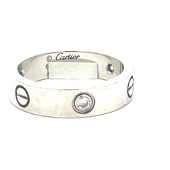 Cartier 18K White Gold Love Ring with 0.18 Carat Diamonds Size 10 w Certificate