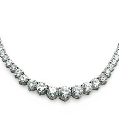 New 18K White Gold Riviera Necklace with 23.56 Carat Round Diamonds GIA