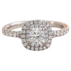 Tiffany & Co Vintage Platinum Halo Ring with 0.66ct Round Diamonds Size 6.5