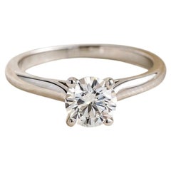 Cartier Platinum Engagement Ring with 0.74 Carat Round Diamond G VVS2 GIA