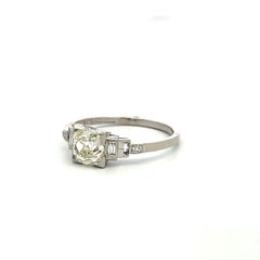Platinum Engagement Ring with 1.36ct Old Miner & Mixed Cut Diamonds N SI1 GIA