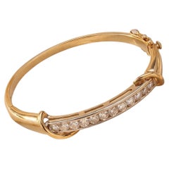 Vintage 14K Yellow Gold Bangle Bracelet with 2 Carat Round L SI Diamonds
