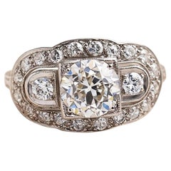 Antique Platinum Engagement Ring with 2.36ct Old European & Round Diamonds GIA