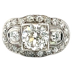Antique Platinum Engagement Ring with 2.36ct Old European & Round Diamonds GIA