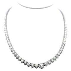 Vintage 18K White Gold Riviera Necklace with 25.80 Carat Round F/VS Diamonds