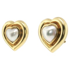 Tiffany & Co 18 Karat Yellow Gold Stud Earrings 22.9 Grams with 9.45mm Pearl