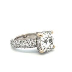Platinum Engagement Ring with 9.18ct Old Miner Cut & Round Diamonds J VS2 GIA