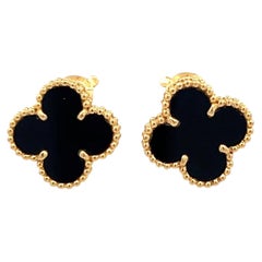 Van Cleef & Arpels 18K Yellow Gold Clip On Earrings with 12X5.54mm Onyx