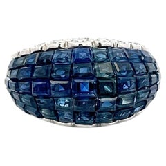 Oscar Heyman Platinum Cocktail Ring 1.19ct Round Diamond 26ct Sapphire Size 6.75