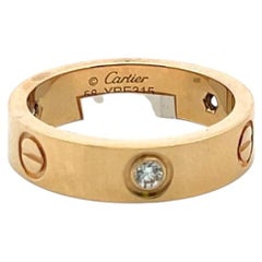 Cartier 18K Yellow Gold Love Ring with 0.23ct Round F VVS Diamonds Size 8.5