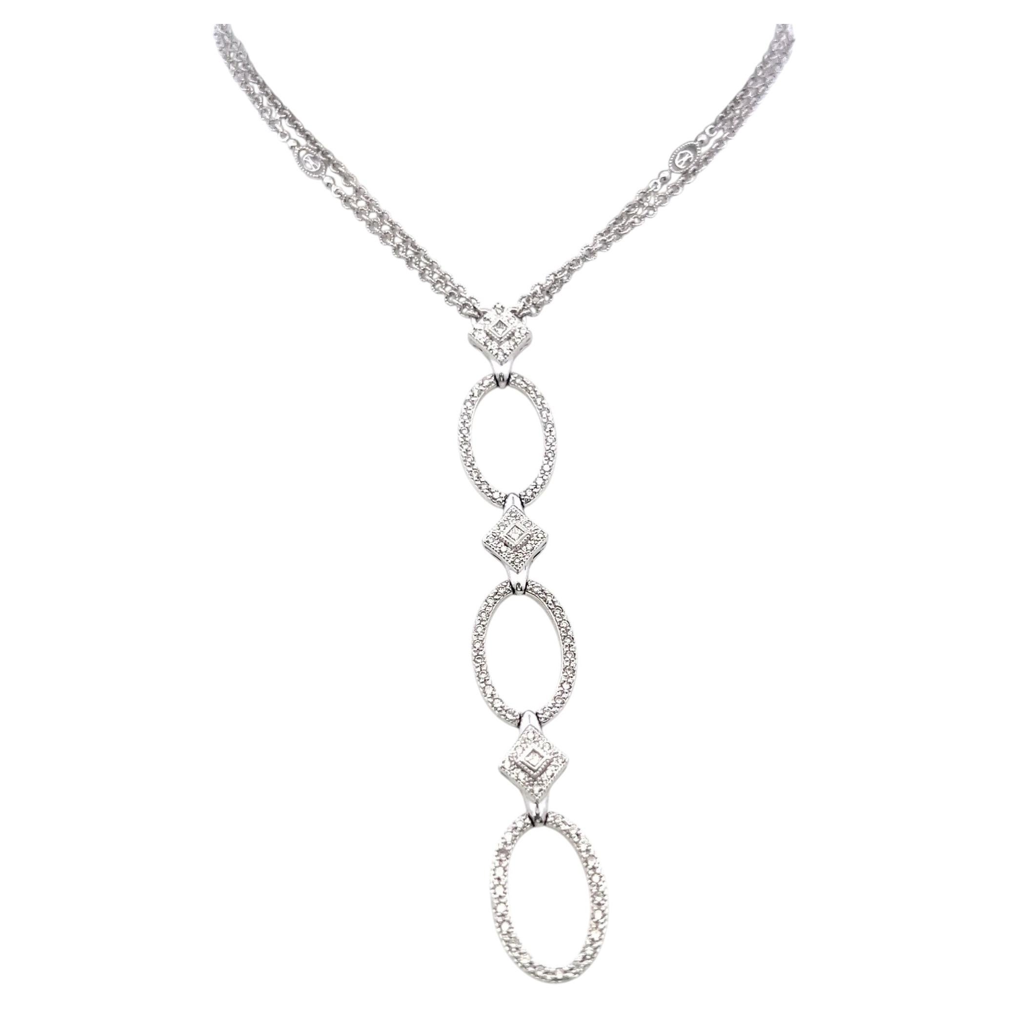 Collar vintage de oro blanco de 18 quilates con colgante en forma de gota y diamantes redondos de 0,5 ct, de calidad H y SI en venta