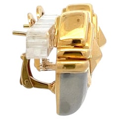 Bvlgari Vintage 18K Two-Tone Gold Silver Clip-On Earrings 24.52 Grams