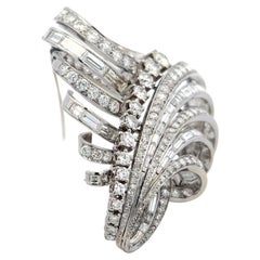 Vintage Platinum Pin Brooch with 17.6 Carat Mixed Cut G VS Diamonds 60.4 Grams
