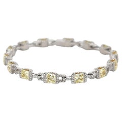 Vintage Platinum Link Bracelet with 4.95 Carat Radiant Cut & Round Diamonds