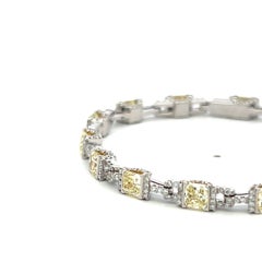 Vintage Platinum Link Bracelet with 4.95 Carat Radiant Cut & Round Diamonds