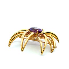 Tiffany & Co 18K Yellow Gold Pin Brooch with 6.4 Carat Oval Amethyst 24 Grams