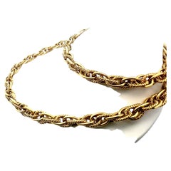Vintage 18 Karat Yellow Gold Oval Chain Rope-Textured Necklace 190 Grams