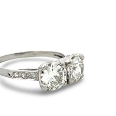 Platinum Two-Stone Ring with 2.33 Carat Circular Brilliant Diamonds Size 8.5 GIA
