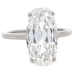 Vintage Platinum Engagement Ring with 5.01 Carat Cushion Diamond D-VS2 GIA
