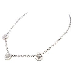 Bvlgari 18K WG Station Necklace with 0.75 Carat Round F VS Diamonds & 7.4mm Onyx
