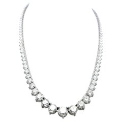 Collana vintage "Riviera" in oro bianco 18 carati con diamanti rotondi da 33,58 carati, 17 pollici