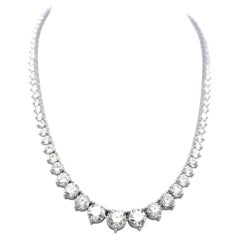 Collana vintage "Riviera" in oro bianco 18 carati con diamanti rotondi da 31,68 carati certificati GIA