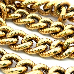 Vintage 18 Karat Yellow Gold Textured Curb Link Necklace 81 Grams 17 Inch