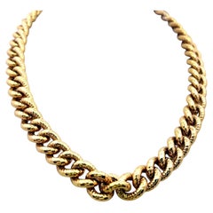 Collana vintage in oro giallo 18 carati con maglie a catena a rilievi, 81 grammi, 17 pollici