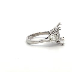 Platinum Semi Mount Ring with 1.94ct Pear Diamonds Fits 15.5MM J-Si1/I-Si2 GIA