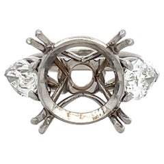 Platinum Semi Mount Ring with 1.94ct Pear Diamonds Fits 15.5MM J-Si1/I-Si2 GIA
