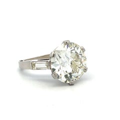 Platinum Engagement Ring 9.73 Carat Old European & Baguette Diamonds L-SI1 GIA