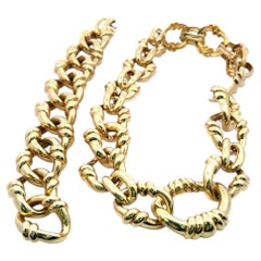 David Webb Vintage 18K Yellow Gold Chain Necklace and Bracelet Set 318.1 Grams