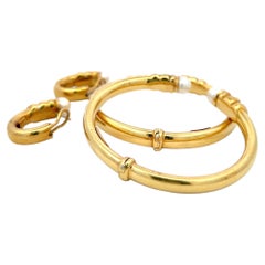 18K YG Bangle Bracelet & Earrings Set 0.45ct Diamond 0.8ct Sapphire & Multi gems